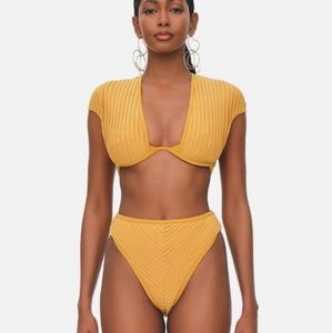 NEW, Andrea Iyamah PURA Pleated High Rise Bikini Woman's size M.